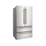 ZLINE Autograph 36-Inch Counter-Depth Refrigerator in Stainless Steel and Bronze Helix Handles (RFMZ-36-KCB)