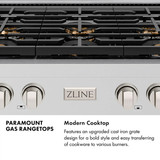 ZLINE Autograph Edition 36-Inch Paramount Gas Rangetop with 6 Burner DuoPro™ Cooktop in Stainless Steel and Matte Black Accents (PSRTZ-36-MB)
