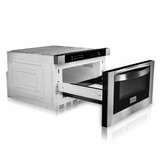ZLINE 5-Piece Appliance Package - 36-Inch Gas Range, Refrigerator with Water Dispenser, Convertible Wall Mount Hood, Microwave Drawer, and 3-Rack Dishwasher in Stainless Steel (5KPRW-SGRRH36-MWDWV)