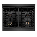 ZLINE Designer 30-Inch 4.2 Cu. Ft. Paramount Gas Range with 4 Burner Cooktop in Black Satin with Black and Champagne Bronze Helix Handle (SGRBSZ-30-MBCB)