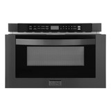 ZLINE 5-Piece Appliance Package - 36-Inch Dual Fuel Range, Refrigerator with Water Dispenser, Convertible Wall Mount Hood, Microwave Drawer, and 3-Rack Dishwasher in Black Stainless Steel