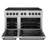 ZLINE 48-Inch Autograph Edition Kitchen Package with Satin Stainless Steel Gas Range, Wall Mount Range Hood and Dishwasher with Matte Black Accents (3AKPR-SGRSRHDWM48-MB)