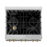 ZLINE Autograph Edition 2-Piece Appliance Package - 30-Inch Dual Fuel Range & Wall Mounted Range Hood in Stainless Steel with Champagne Bronze Trim (2AKP-RARH30-CB)