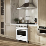 ZLINE 36-Inch 5.2 cu. ft. Paramount Dual Fuel Range with 6 Burner DuoPro™ Cooktop and Electric Convection Oven with White Matte Door (PSDR-WM-36)