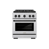 ZLINE Autograph Edition 30-Inch 4.2 cu. ft. Paramount Gas Range with 4 Burner DuoPro™ Cooktop and Convection Gas Oven in Satin Stainless Steel and Matte Black Accents (PSGRSZ-30-MB)