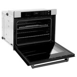 ZLINE Autograph Edition 2-Piece Appliance Package - 30-Inch Single Wall Oven with Self-Clean and 30-inch Built-In Microwave Oven in Satin Stainless Steel with Matte Black Trim