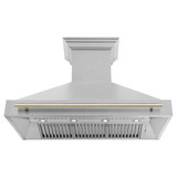 ZLINE Autograph Edition 2-Piece Appliance Package - 48-Inch Dual Fuel Range & Wall Mounted Range Hood in Stainless Steel with Gold Trim (2AKP-RARH48-G)