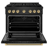 ZLINE Autograph 36-Inch Paramount Dual Fuel Range in Black Stainless Steel and Bronze Helix Handle (SDRBZ-36-KCB)