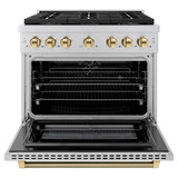 ZLINE Autograph 36-Inch Paramount DuoPro Dual Fuel Range in Stainless Steel with Gold Helix Handle (PSDRZ-36-KG)