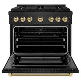 ZLINE Autograph 36-Inch Paramount DuoPro Dual Fuel Range in Black Stainless Steel with Champagne Helix Handle (PSDRBZ-36-KCB)