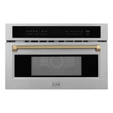ZLINE Autograph 30-Inch Microwave Oven in Stainless Steel and Champagne Bronze Helix Handle (MWOZ-30-KCB)
