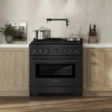 ZLINE 36-Inch 5.2 cu. ft. Paramount Dual Fuel Range with 6 Burner DuoPro™ Cooktop and Electric Convection Oven in Black Stainless Steel (PSDRB-36)