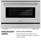 ZLINE Autograph Edition 36-Inch 5.2 cu. ft. Paramount Gas Range with 6 Burner DuoPro™ Cooktop and Convection Gas Oven in Satin Stainless Steel with Black Matte Door and Champagne Bronze Accents (PSGRSZ-BLM36-CB)