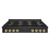 ZLINE Autograph Edition 48-Inch Paramount Gas Rangetop with 8 Burner DuoPro™ Cooktop in Black Stainless Steel and Champagne Bronze Accents (PSRTBZ-48-CB)