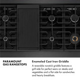 ZLINE 48-Inch Paramount Gas Rangetop with 8 Burners and Porcelain Cooktop in Black Satin Stainless Steel (SRTBS-48)