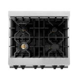 ZLINE Autograph Edition 4-Piece Appliance Package - 30-Inch Dual Fuel Range, Refrigerator with Water Dispenser, Wall Mounted Range Hood, & 24-Inch Tall Tub Dishwasher in Stainless Steel with Matte Black Trim (4AKPR-RARHDWM30-MB)