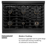 ZLINE Designer 36-Inch 5.2 Cu. Ft. Dual Fuel Range with 6 Burner Gas Cooktop in Black Satin with Black and Champagne Bronze Helix Handle (SDRBSZ-36-MBCB)