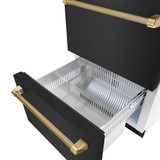 ZLINE Autograph 24-Inch Touchstone Refrigerator Drawer with Black Stainless Steel Doors & Gold Helix Handles (RDSOZ-BS-24-KG)