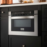 ZLINE 5-Piece Appliance Package - 48-Inch Gas Range, Refrigerator, Convertible Wall Mount Hood, Microwave Drawer, and 3-Rack Dishwasher in Stainless Steel (5KPR-SGRRH48-MWDWV)