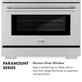 ZLINE Autograph Edition 30 in. 4.2 cu. ft. Paramount Gas Range with 4 Burner DuoPro™ Cooktop and Convection Gas Oven in Black Stainless Steel and Champagne Bronze Accents (PSGRBZ-30-CB)