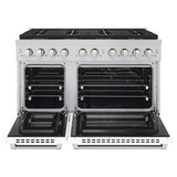 ZLINE 48-Inch 6.7 cu. ft. Paramount Dual Fuel Range with 8 Burner DuoPro™ Cooktop and Dual Ovens with White Matte Doors (PSDR-WM-48)