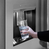 ZLINE Autograph 36-Inch Standard-Depth French Door Refigerator with External Water Dispenser & Dual Ice Maker in Stainless Steel with Bronze Helix Handles (RSMZ-W-36-KCB)