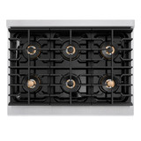 ZLINE 36-Inch 5.2 cu. ft. Paramount Gas Range with 6 Burner DuoPro™ Cooktop and Convection Gas Oven in Satin Stainless Steel with Black Matte Door (PSGRS-BLM-36)