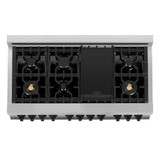 ZLINE Autograph Edition 3-Piece Appliance Package - 48-Inch Dual Fuel Range, Wall Mounted Range Hood, & 24-Inch Tall Tub Dishwasher in Stainless Steel with Matte Black Trim (3AKP-RARHDWM48-MB)