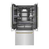 ZLINE Autograph 36-Inch French Door Built-In Refrigerator w/ Gray Interior and Bronze Helix Handles (GRBIVZ-30436KCB)