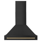 ZLINE Autograph Edition Package - 36-Inch Dual Fuel Range and Range Hood in Black Stainless Steel with Champagne Bronze Trim (2AKP-RABRH36-CB)