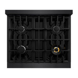 ZLINE 3-Piece Appliance Package - 30-Inch Gas Range, Refrigerator, and Dishwasher in Black Stainless Steel