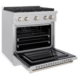 ZLINE 2-Piece Appliance Package - 30-inch Gas Range in Stainless Steel with Satin Stainless Steel Door & Convertible Wall Mount Hood (2KP-SGRSNRH30)