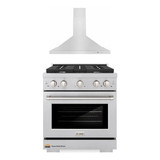 ZLINE 2-Piece Appliance Package - 36-inch Gas Range in Stainless Steel with Satin Stainless Steel Door & Convertible Wall Mount Hood (2KP-SGRSNRH36)