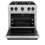 ZLINE 3-Piece Appliance Package - 30-Inch Dual Fuel Range, Refrigerator, and Dishwasher in Stainless Steel with Matte Black Accents