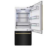 ZLINE Autograph Edition 36-Inch 19.8 cu. ft. Built-In Bottom Freezer Refrigerator with Water Dispenser and Ice Maker in Black Stainless Steel and Polished Gold Accents (RBITZ-BS-36-G)