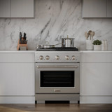 ZLINE Appliance Package - 30-Inch Stainless Steel Gas Range, Modern Over The Range Microwave and Tall Tub Dishwasher (3KP-SGROTR30-DWV)