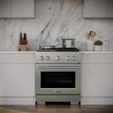 ZLINE 4-Piece Appliance Package - 30-inch Gas Range, Tall Tub Dishwasher, Microwave Drawer & Premium Hood (4KP-SGRRH30-MWDWV)