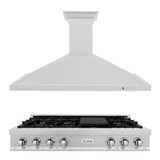 ZLINE 2-Piece Appliance Package - 48-Inch Rangetop and Convertible Range Hood in Satin Stainless Steel (2KP-RTSRH48)