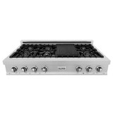 ZLINE 2-Piece Appliance Package - 48-Inch Rangetop and Convertible Range Hood in Satin Stainless Steel (2KP-RTSRH48)