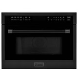 ZLINE 3-Piece Appliance Package - 36-inch Dual Fuel Range with Brass Burners, Convertible Wall Mount Hood & 24-inch Microwave Oven in Black Stainless Steel (3KP-RABRHMWO-36)