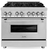 ZLINE 2-Piece Appliance Package - 36-inch Dual Fuel Range and Premium Hood Combo (2KP-RARH36)