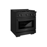 ZLINE 4-Piece Appliance Package - 30-Inch Gas Range, Refrigerator with Water Dispenser, Convertible Wall Mount Hood, and Microwave Oven in Black Stainless Steel (4KPRW-SGRBRH30-MWO)