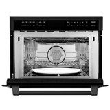 ZLINE 4-Piece Appliance Package - 30-Inch Gas Range, Refrigerator with Water Dispenser, Convertible Wall Mount Hood, and Microwave Oven in Black Stainless Steel (4KPRW-SGRBRH30-MWO)