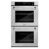 ZLINE 3-Piece Appliance Package - 30-Inch Rangetop, Wall Mount Range Hood, Double Wall Oven in Satin Stainless Steel (3KP-RTSRH30-AWD)