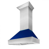 ZLINE 2-Piece Appliance Package - 30-inch Dual Fuel Range With Blue Gloss Door & Blue Gloss Range Hood in Satin Stainless Steel (2KP-RASBGRH30)