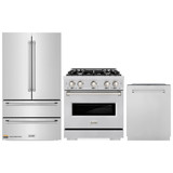 ZLINE 3-Piece Appliance Package - 30-Inch Dual Fuel Range, Refrigerator, and Dishwasher in Stainless Steel