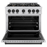 ZLINE 4-Piece Appliance Package - 36-Inch Dual Fuel Range, Hood, Refrigerator with Water Dispenser, and Dishwasher in Stainless Steel with Matte Black Accents
