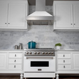 ZLINE 2-Piece Appliance Package - 36-inch Gas Range & Premium Range Hood in Satin Stainless Steel with White (2KP-SGRSWMRH36)