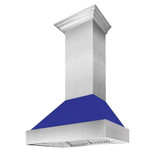 ZLINE 2-Piece Appliance Package - 30-inch Dual Fuel Range & Premium Range Hood in Satin Stainless Steel with Blue Matte (2KP-RASBMRH30)