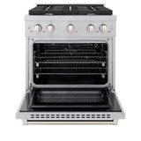 ZLINE 3-Piece Appliance Package - 30-Inch Gas Range, Microwave Oven and Dishwasher in Satin Stainless Steel (3KP-SGRSOTRHDW30)